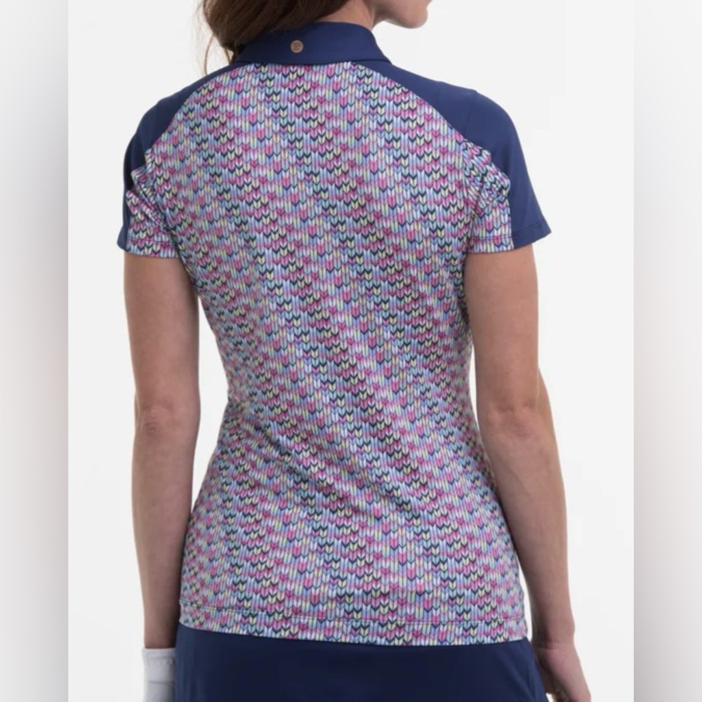 Stylish Multicolor Patterned Women's Polo Shirt - Picture 2 of 6
